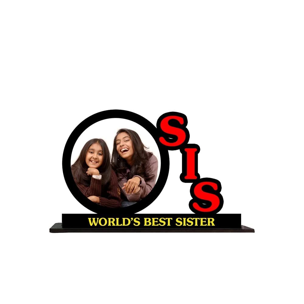 GIFT JAIPUR SIS Round Small One Photo Table top Wooden Photo Frame 8 X 6 inch - DIY Birthday Rakhi Rakshabandhan Bhaidooj Return